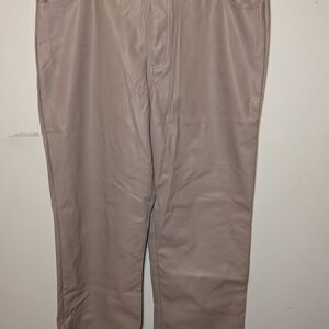 Stylish Taupe Leather Pants